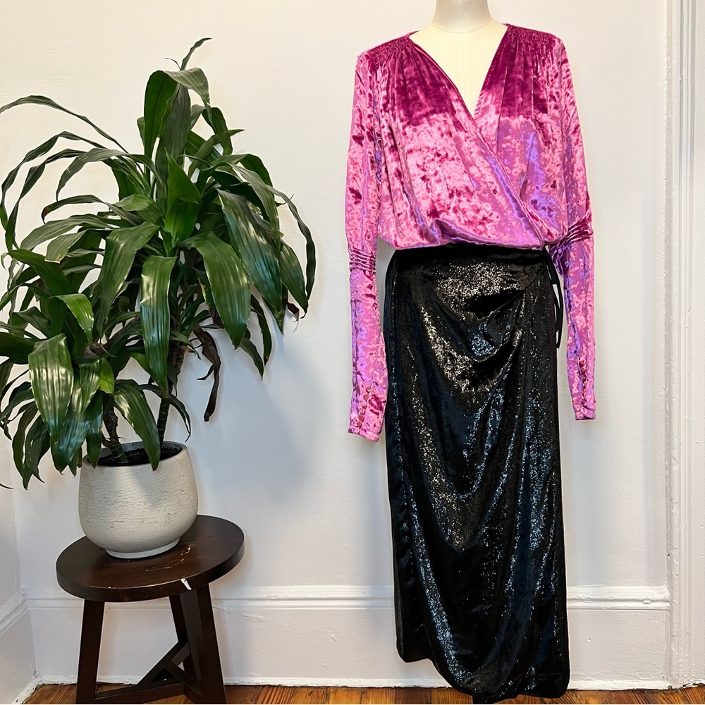 The Attico Crushed Pink Velvet Long Sleeve Dress size 38 - Picture 3 of 16